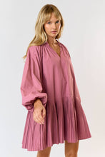 Load image into Gallery viewer, Lalavon - ILD4773 PUFF LONG SLEEVE DRESS WITH BOTTOM PLEAT : MAUVE / MEDIUM
