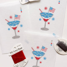 Load image into Gallery viewer, Patriotic Martini Needlepoint Canvas, Hand Painted, 18 Mesh, 2.5"x3" Design

