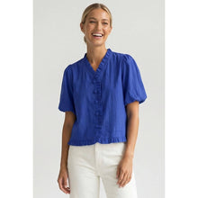 Load image into Gallery viewer, Naked Zebra - Ruffle Detail Bubble Sleeve Top: Off White / S

