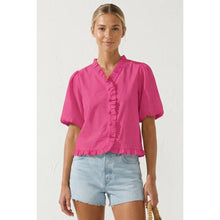 Load image into Gallery viewer, Naked Zebra - Ruffle Detail Bubble Sleeve Top: Off White / L
