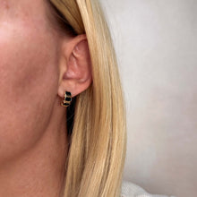Load image into Gallery viewer, GoldFi - 18k Gold Filled Chunky CZ Curve Earrings: Emerald
