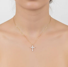 Load image into Gallery viewer, 18K Gold Dipped Sterling Silver Dainty Cross Necklace
