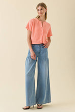 Load image into Gallery viewer, RAISONNEL - Dusty Blue Denim Relaxed Wide-Leg Pants - RB1109: DUSTY BLUE DENIM / S-M-L (3-2-1)
