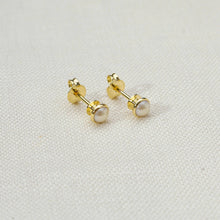 Load image into Gallery viewer, GoldFi - 18k Gold Filled 4mm Simulated Pearl Stud Earrings
