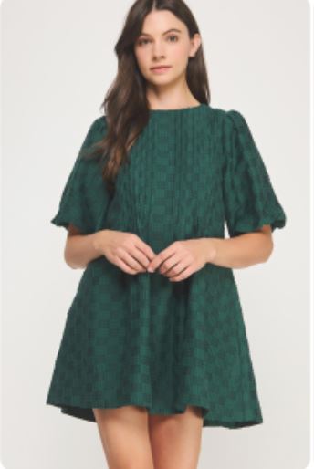 Emerald Pintuck Dress