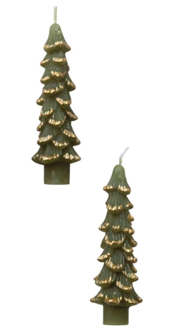 Evergreen Tree Taper With Gold