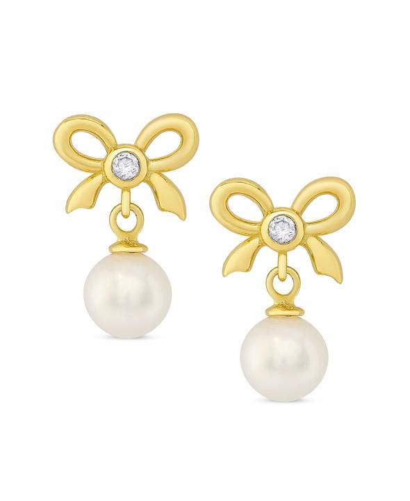 Bow and Freshwater Pearl Earrings