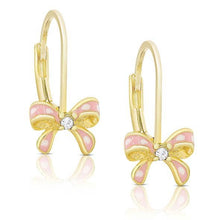 Load image into Gallery viewer, Bow Drop Earrings With CZ
