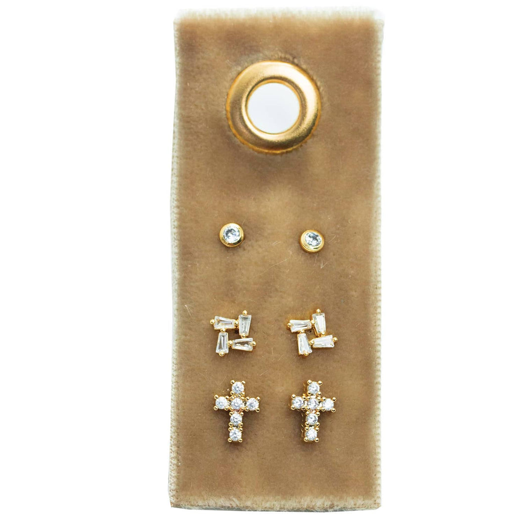 Cross Velvet Stud Gift Set