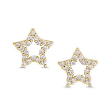 Load image into Gallery viewer, Open Star CZ Stud Earrings In 18k Gold Over Sterling Silver
