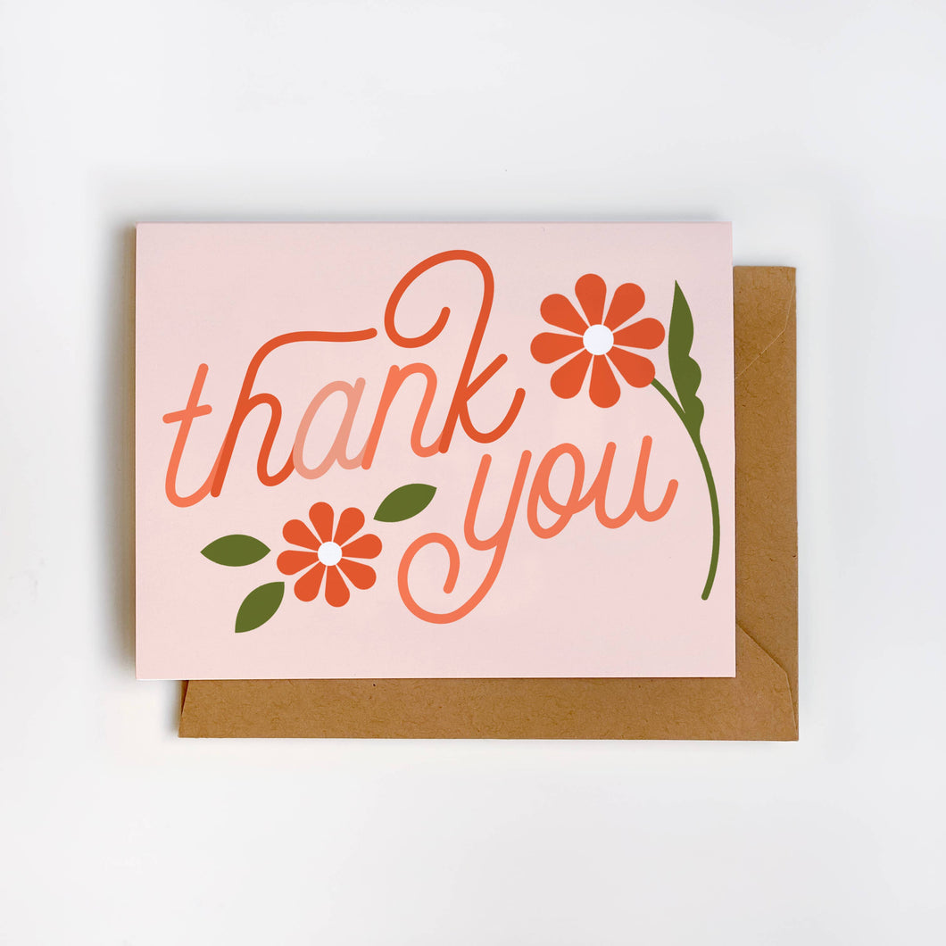 Thank You Pink Flower Greeting Card