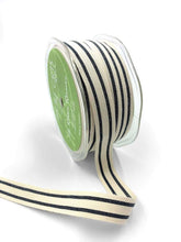 Load image into Gallery viewer, May Arts Ribbon - 5/8&quot; Woven Cotton Black Double Stripes Ribbon
