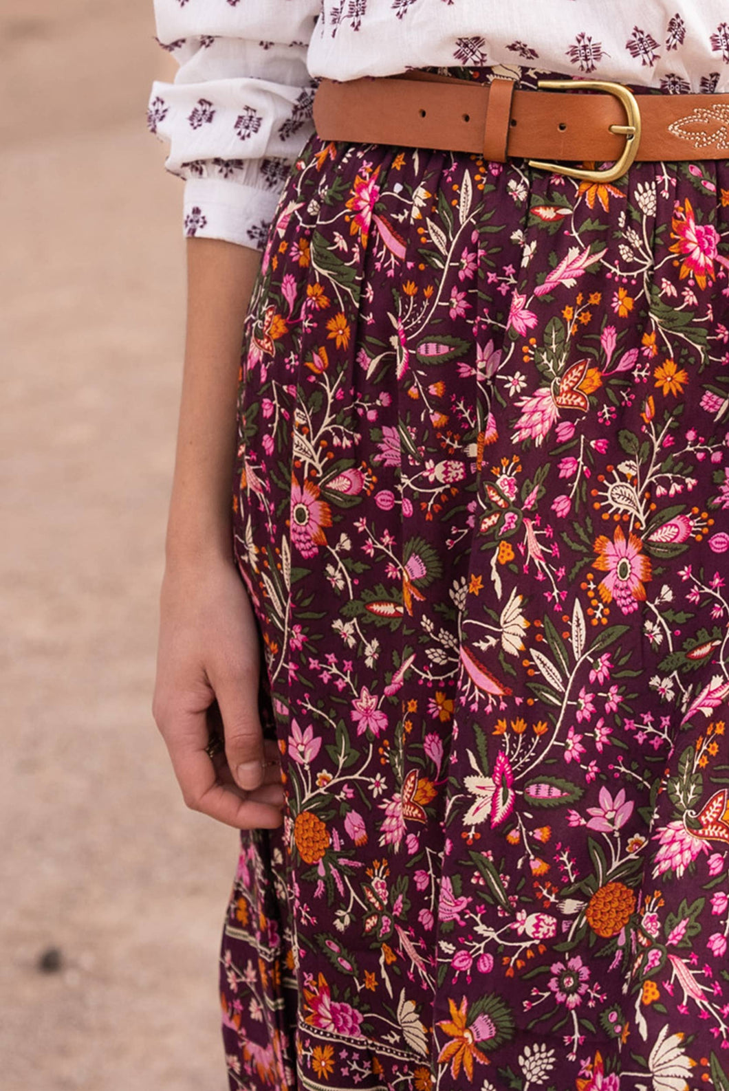 Garance Paris - PRALINE printed midi skirt