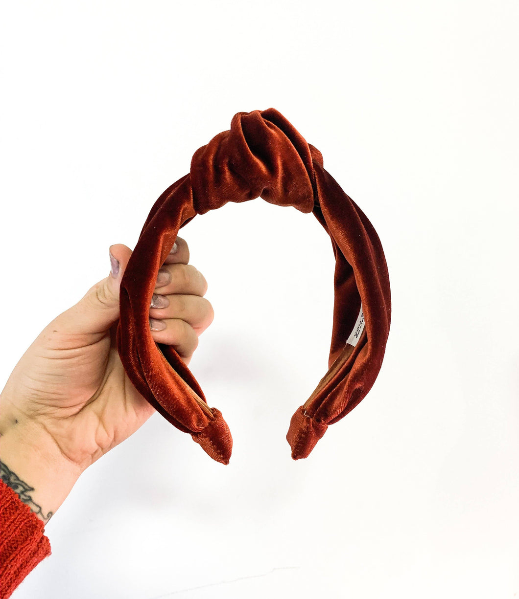 GIANT Top Knot Velvet Headband: Burgundy