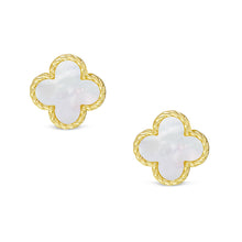 Load image into Gallery viewer, Mother of Pearl Clover Stud Earrings
