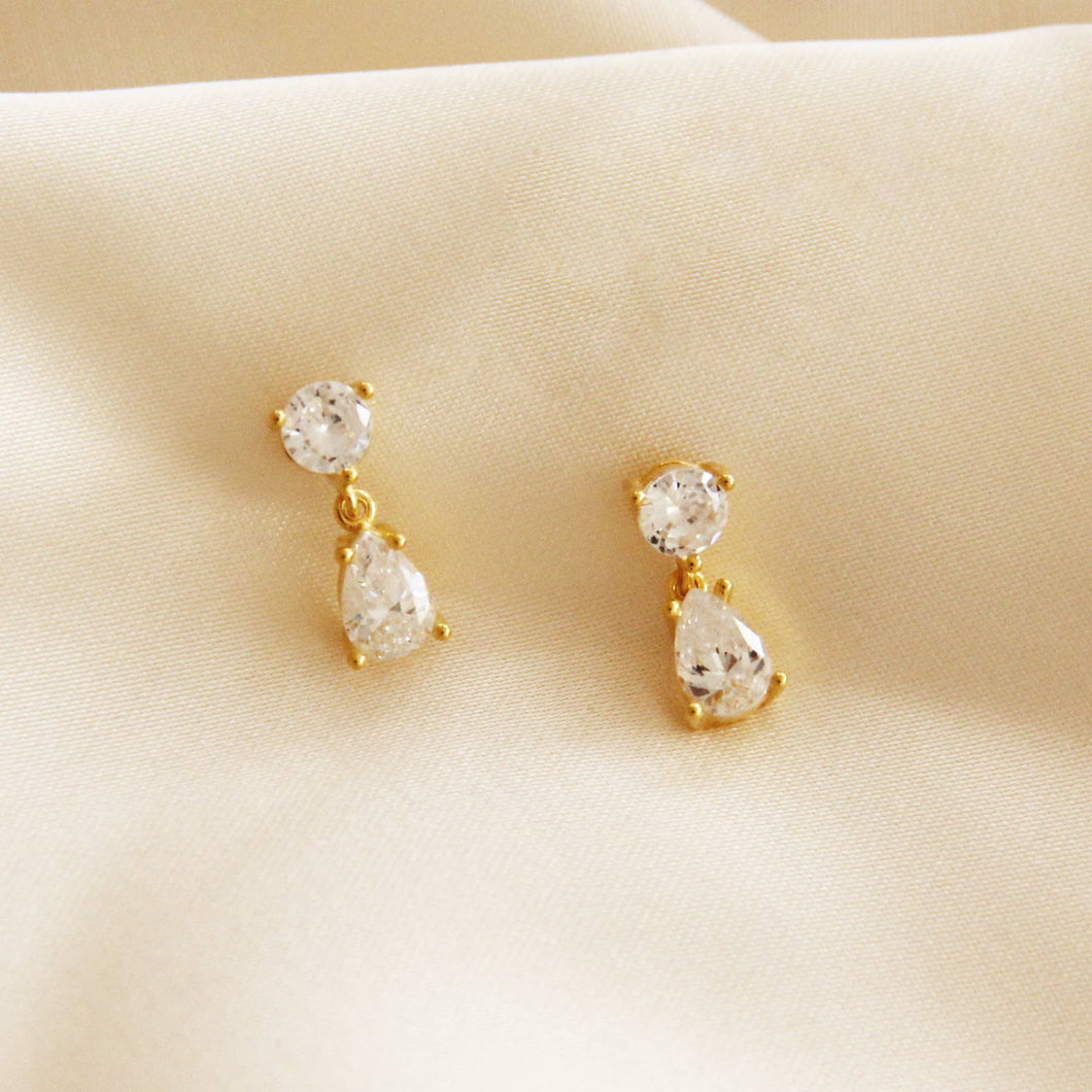 Audrey Earrings: Gold/Clear
