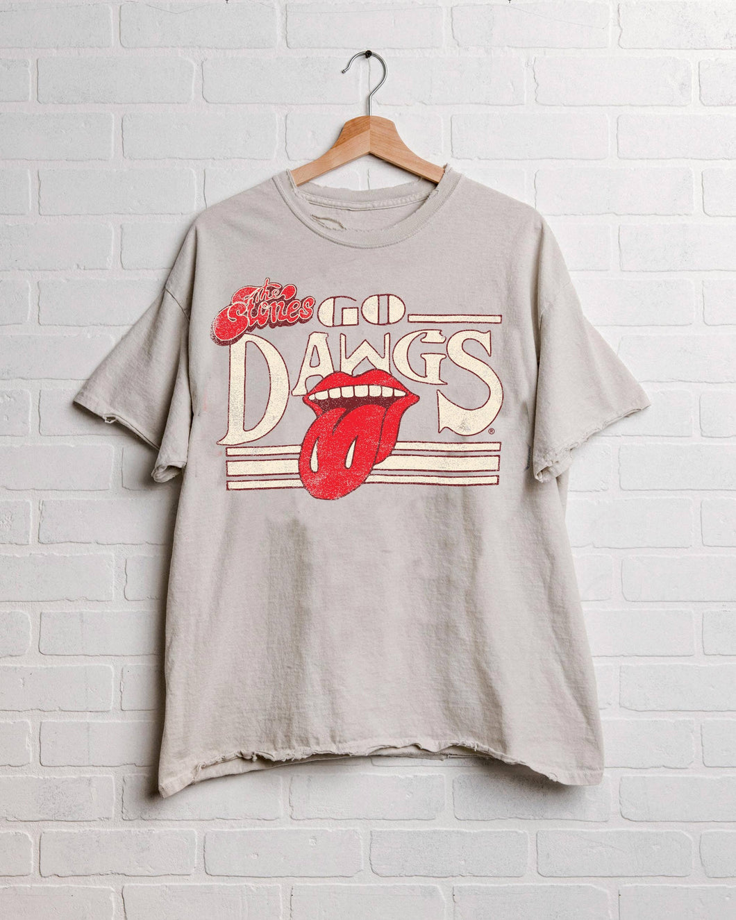 Rolling Stones Georgia Bulldogs Off White Thrifted T