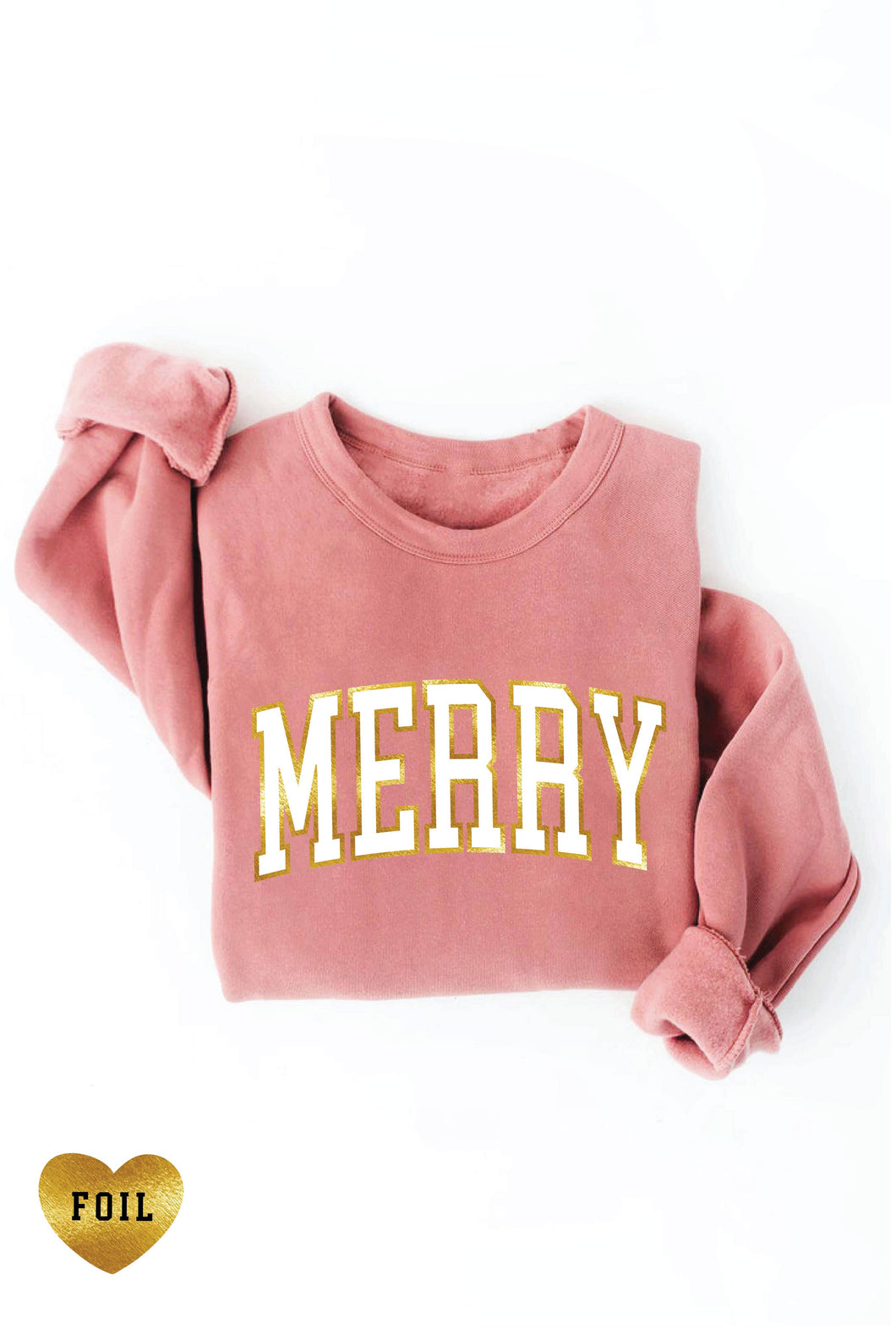 MERRY FOIL Graphic Sweatshirt: XL / MAUVE
