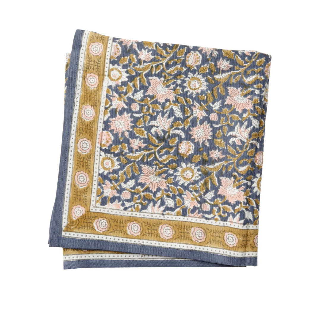 Scarf with indian flowers print AZUR